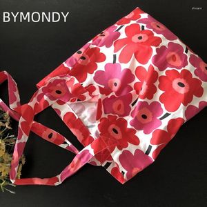 SAGGI SHOPING BYMondy Women Fashion Eco-friendly Floral Rose Red Ladies Borse Shopper Shopper Cotton Botton Borse