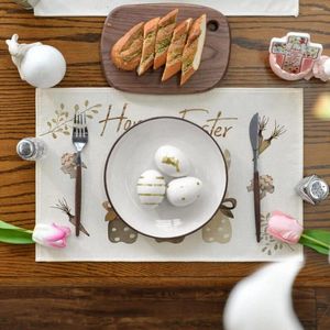 Party Decoration 1Pcs Easter Pattern Placemat Dining Table Mats Bowl Cup Mat Cartoon Printed Home Decor