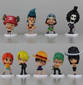 Novo 9pcSset One Piece q ver The Straw Hat Pirates Nami Luffy Zoro Robin Sanji Frank 9cm PVC Presente para crianças 7770646