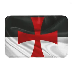 Carpets Flag Of Knights Templar Front Door Mat Anti-Slip Indoor Absorbent Medieval Crusades Cross Doormat Kitchen Entrance Rug Carpet