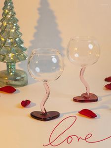 Occhiali da vino love bicchiere in vetro tazza di calice rosa regalo di nozze di alta gamma di ghisa di San Valentino.