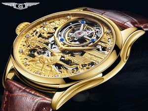 Real Tourbillon Guanqin 2019 zegar Sapphire zegarek mechaniczny ręka wiatrowy zegar męski Mężczyzn Watch Top Marka luksusowe renogio Masculino4300353