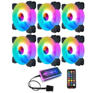 Cases Chassis Rgb Cooling Fan Quiet Radiator 120mm Pc Desktop Gorgeous Lighting Heatsink for Coolmoon Office Caring Computer Supplies