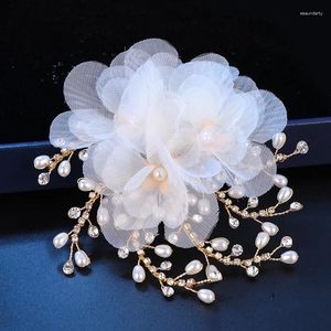 Hair Clips Crystal Pearl Flower Clip Hairpin For Women Bride Rhinestone Bridal Wedding Accessories Jewelry Pin Headband Gift