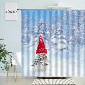 Shower Curtains Merry Christmas Curtain Winter Forest Snowman Child Bathroom Accessories With Hook Hanging Waterproof Home Decor