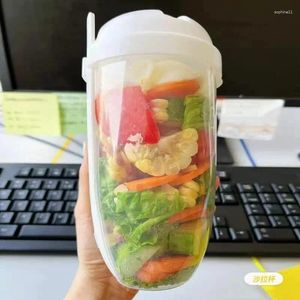 Wasserflaschen 1PC Internet Promi Salat Cup mit Gabel- und Deckel -Büro -Student Slimming Tragbares Licht Frühstück