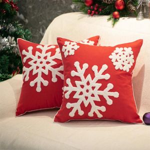 Pillow Soft Canvas Christmas Winter Snowflake Cotton Linen Embroidery Throw Pillows Covers Bed Sofa Pillowcases For Bedding