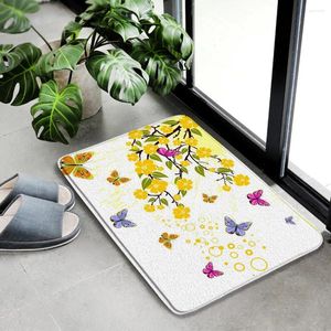 Tappetini da bagno tappeto per farfalla fiore tappeto anti -slip pianta d'ingresso floreale casa per la casa decorazione della cucina moquette accessori