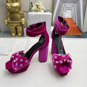 Sandaler Square Toe Sexy Super High Heels Crystal Decor Elegant Shoes For Women Solid Color Ankle Buckle 2024 Spring Summer