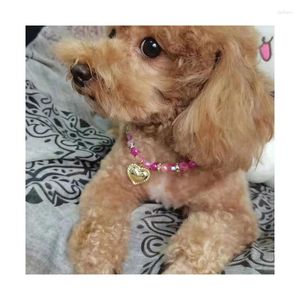 Dog Apparel Pearl Necklace Collar Fashion Jeweled Puppy Cat With Bling Rhinestone Candy Color Pet Accessories Supplies