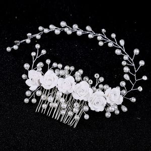 Moda Pérolas brancas Cabeças de cabeças de cabeleireiro pinos de cabelo floral jóias de jóias de noiva acessórios Vintage Whedle Was Wedding