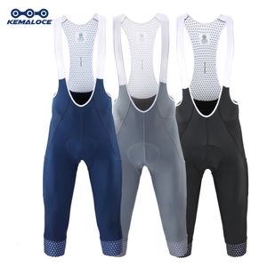 Kemaloce Männer Radfahren 3/4 Hosen Shorts Blau Blau/Schwarz/grau 5d Gel -Padbike -Latzhose Top -Qualität Schneller trockenes Fahrradschlitz240328