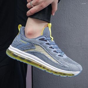 Casual Shoes Men's Flexible Sports Mesh Flying Woven Lace-Up Fashion Full Air Cushion Stability Running