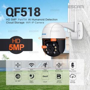 ESCAM QF518 5MP PAN/TILT AI 휴머노이드 탐지 자동 추적 클라우드 스토리지 WiFi IP 카메라 오디오 야간 비전
