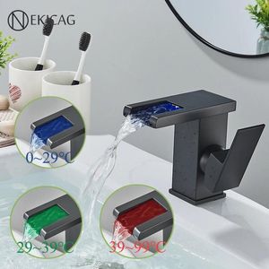 Rubinetti del lavandino da bagno Outlet outlet lavabo roscavalo nero opaco con installazione a foro singolo leggero a led Cold e Mixer Tap