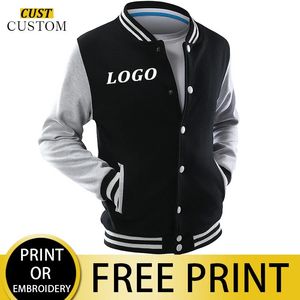 Mensjackor och rockar Anpassade broderier High Street Hip Hop Baseball Uniforms Street Casual Jacket Förtjad värme 240321