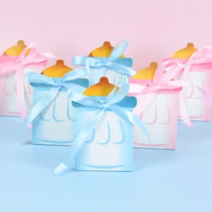 Wrap prezentu 10pcs niebieski różowy podajnik pudełko papierowe pudełko baby shower chłopiec dziewczyna płeć ujawnienie dzieciom przyjęcia urodzinowe