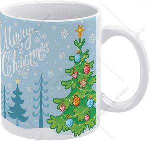 Mugs Cartoon Christmas Trees Mug Snowflake Coffee Ceramic Drinking Cup With Handle Tea 11oz For Office Home Gift