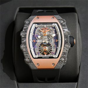 21-02 Montre de Luxe męskie zegarki 40x50x16mm Manualny ruch mechaniczny obudowa z włókna węglowego luksusowe zegarek zegarki