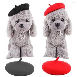 Odzież dla psa beret czarny ciepły nakrycie głowy projektant mody czapki czerwony kot puupy malarz wełna czapka solidna kolor zima