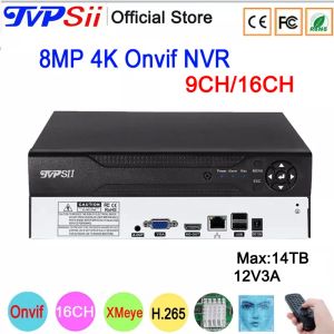 Controle remoto de gravador 12V 3A MAX 14TB HI3536E XMEYE AUDIO H.265+ 8MP 4K 16CH 16 CANAL 9CH Detecção de face Onvif CCTV DVR NVR