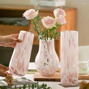 Vazo 1 adet pembe cam leopar baskı vazo hidroponik çiçek ekici oturma odası masa üstü süslemeler ev dekorasyon eve taşınma hediye