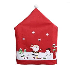 Stol täcker specialevenemangsklänningar Kvinnor Söt Santa Cover Non Woven Printed Table and Decoration Home Kitchen Christmas Supplies