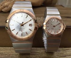 Top Quality Fashion Quartz Watch Men Women Rose Gold Dial Sapphire Glass 38mm 27mm Classic Design Full Stainless Steel Casual Cloc1413349