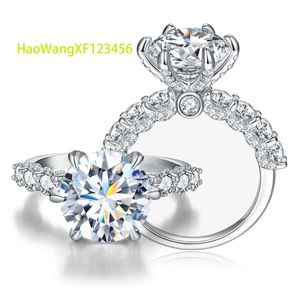 Сертифицированный GRA VVS Real 5ct Big Moissanite Diamond Обручальное обручальное кольцо для женщин 925 серебряного серебра с тонкими украшениями Rhodium.