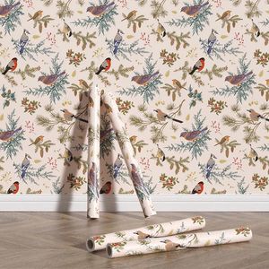 Bakgrundsbilder Flowers and Birds Designs Vintage Självhäftande Peel Stick Wallpaper 3D Hemdekoration Floral Borttagbar för sovrumsväggar