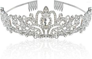 Saç Aksesuarları Gümüş Kristal Tiara Taç Kadınlar İçin Zarif Prenses Düğün Rhinestone Kız Baş Bandı Gelin