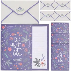 Wrap Prezent 5 zestawów Piękne kwiatowe papierowe papierowe pisanie i koperty małe świeże