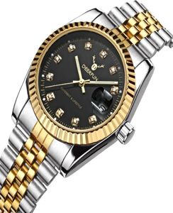 Armbandsur män titta på Deerfun Business Gold Diamond Fashion Calender Luxury Waterproof Quartz armbandsur Relogio Masculino5898458