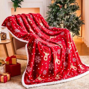 毛布クリスマスブランケットウォームデコレーションソフトウール冬の休暇トナカイスノーフレーク