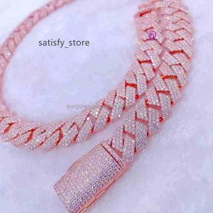 Hip Hop Jewelry 18mm 20mm Miami Silver necklace plating Rose gold Iced Out Diamond VVS Moissanite Cuban Link Chain