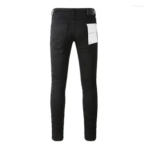 Frauenhose lila Marke Hochwertige Jeans 1: 1 2024 Gezeiten Mode Slim Fit Street Schwarz ausgefressen Basisstift