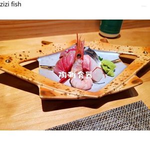 プレート不規則なセラミックディナープレートSashimi Sushi Snack Trays Dim Sum Fruit Bowlデザートケーキパン食器