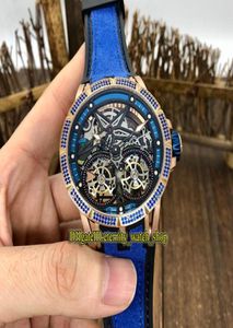 High Quality EXCALIBUR SPIDER Skeleton Dial Automatic Mechanical RDDBEX0407 Mens Watch Iced Out Rose Gold Diamond Case Rubber Spor7674860