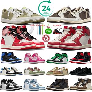 Jumpman 1 golfskor basketskor män kvinnor 1s fotbollsstövlar svart fantom omvänd mocha hård rosa rymd jam chicago dhgate tennis skor tränare sneakers