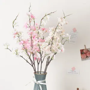 Dekorative Blumen 3pcs künstliche Kirschblüte rosa weiße Baum Seidenblume Frühling DIY Bonsai Bogen Hochzeitsrequisiten Hausdekoration