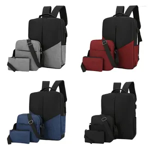 Backpack casual maschile maschile semplice da viaggio da viaggio da viaggio da viaggio 20-35L tessuto oxford con porto di ricarica USB
