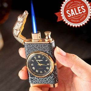 Metal Creative Dual Flame Switch Alligator Head Open Flame and Direct Flame Turbo Torch Butane Without Gas Lighter Portable Gift for Men