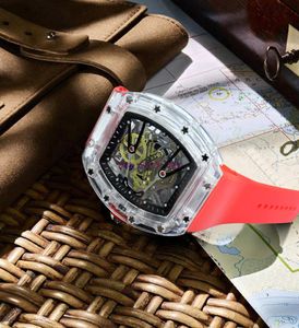 R ny klocka för män sport armbandsur transparent urtavla kvartsklockor silikon rem relogio masculino säljer3526905