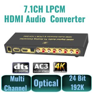 Спикеры 4K HDMICATALIBLE AUDIO Extractor 7.1CH LPCM Многоканальный DAC DAC RAC Digital в аналоговый преобразователь для усилителя/динамиков/Smart TV