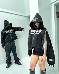 Gothic Fashion Brand Multi Zipper Bluzy Women Street Hip Hop Loose Zip Up Patchwork Hoodie dla mężczyzn Y2K Casual Retro Jacket 240320