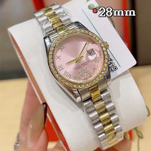 Luxury Lady Watch Top Brand Designer Gold Diamond Bezel Womens Watches 28mm Auto Datum Arvur för kvinnor Födelsedag Christmas Valentine's Mors Day Love Gift