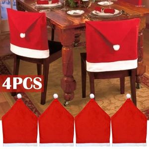 Chair Covers 1-4pc Christmas Cover Red Santa Claus Hat Dining For Year Merry Party Home Kitchen Table Decor