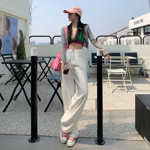 White jeans for womens spring and autumn 2024 new high waisted wide legged and small stature Slim down straight leg pants