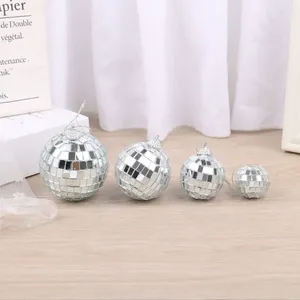 Decorative Figurines 4Pcs Retro 80s 90s Disco Ball Cake Toppers Foam Glass Silver Baby Shower Decoration Children Party Supplies