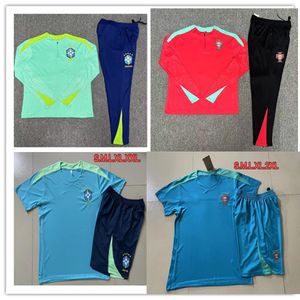 2024 Portugals Fußball Tracksuit 24 25 Brasilien Fußballtrainingsanzug joggen portugiesische Langhülle Fato de Treno de Futebol